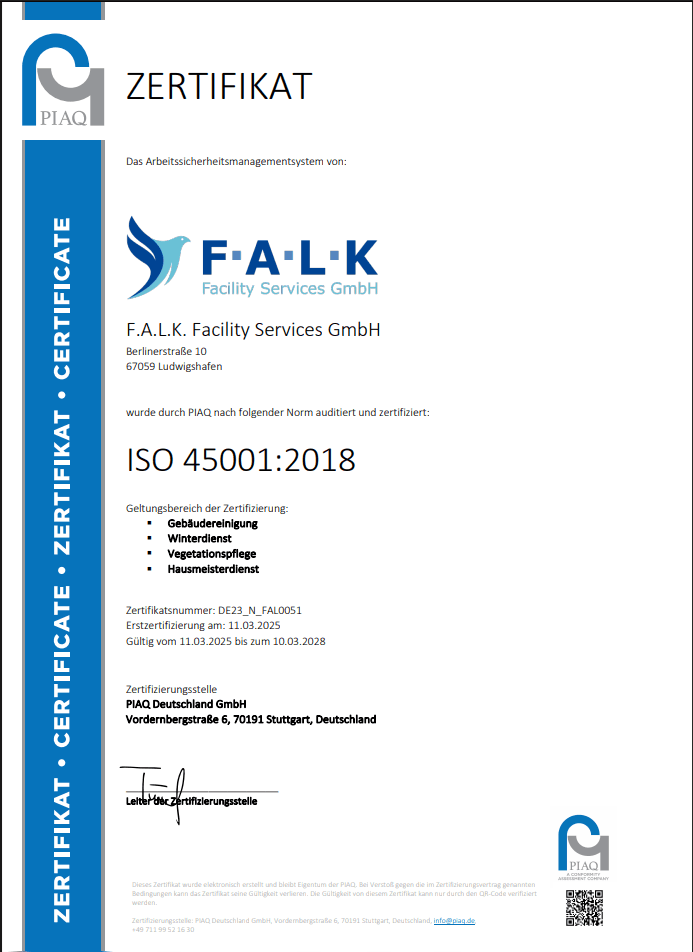 ISO 45001 Zertifikat